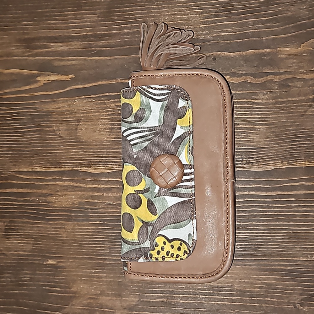 Anthropologie Lucky Penny Brown & Printed Wallet